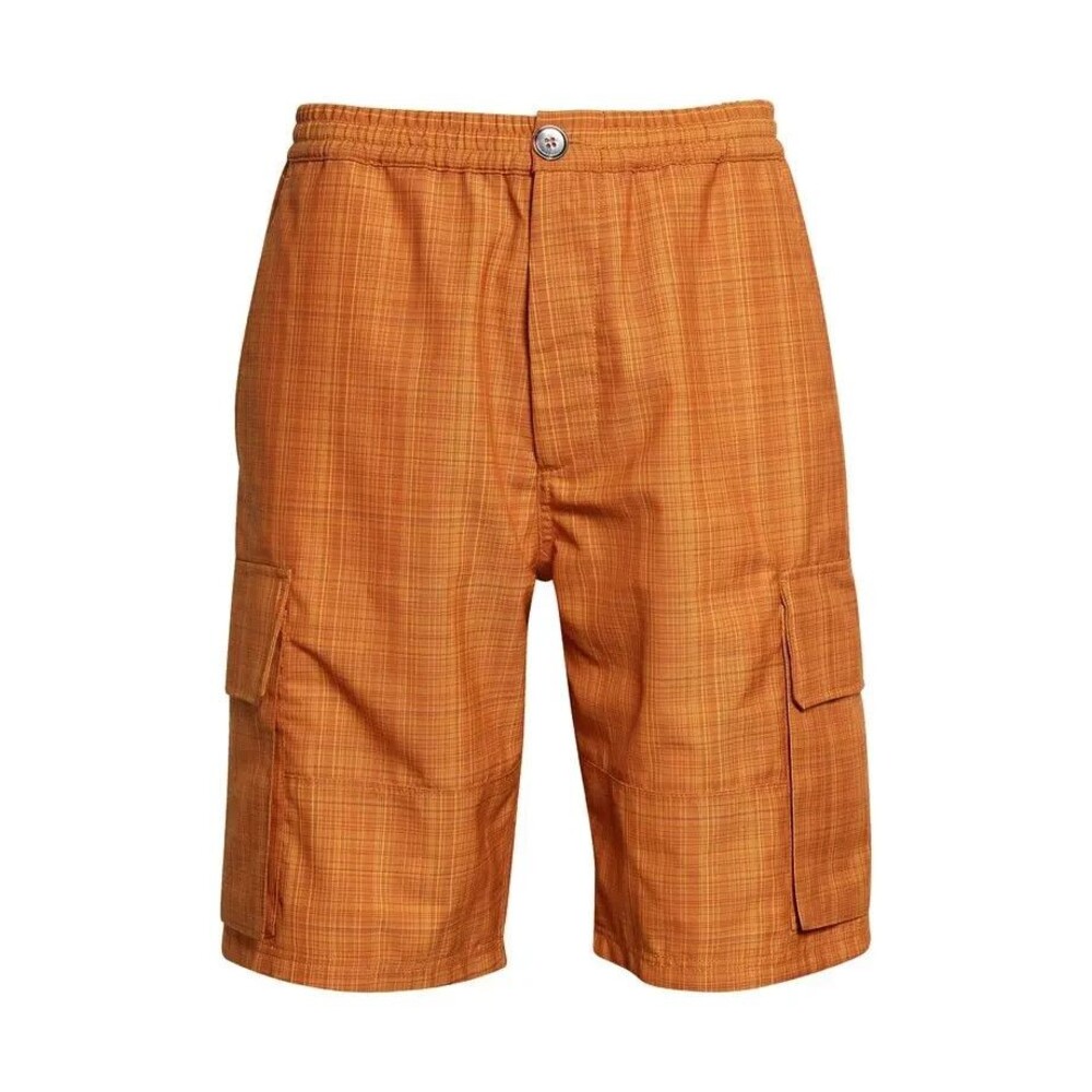 MARNI Shorts Mens Size 48 Orange Plaid Virgin Wool Cargo 10"  $850